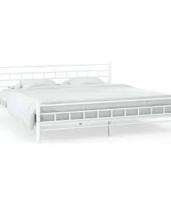 vidaXL Bed Frame White Metal 183×203 cm