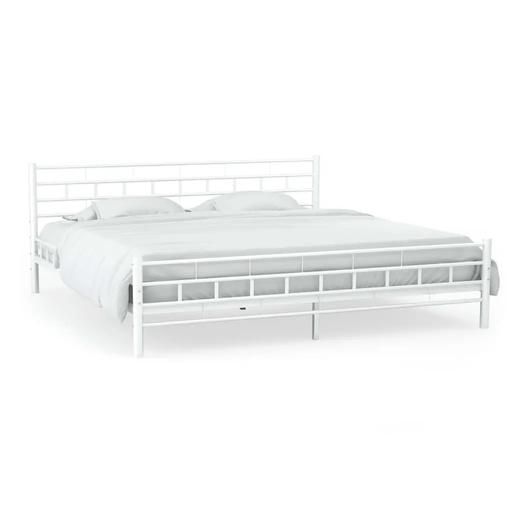 vidaXL Bed Frame White Metal 183×203 cm
