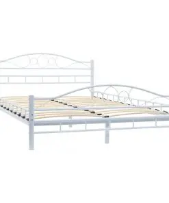 vidaXL Bed Frame White Metal 137×187 cm