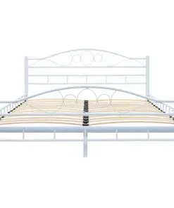 vidaXL Bed Frame White Metal 137×187 cm