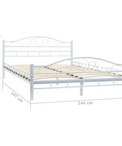 vidaXL Bed Frame White Metal 137×187 cm