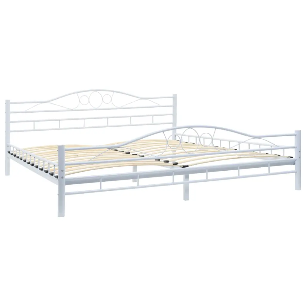 vidaXL Bed Frame White Metal 183×203 cm