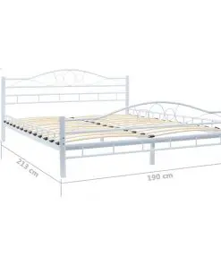 vidaXL Bed Frame White Metal 183×203 cm