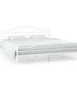 vidaXL Bed Frame White Metal 183×203 cm