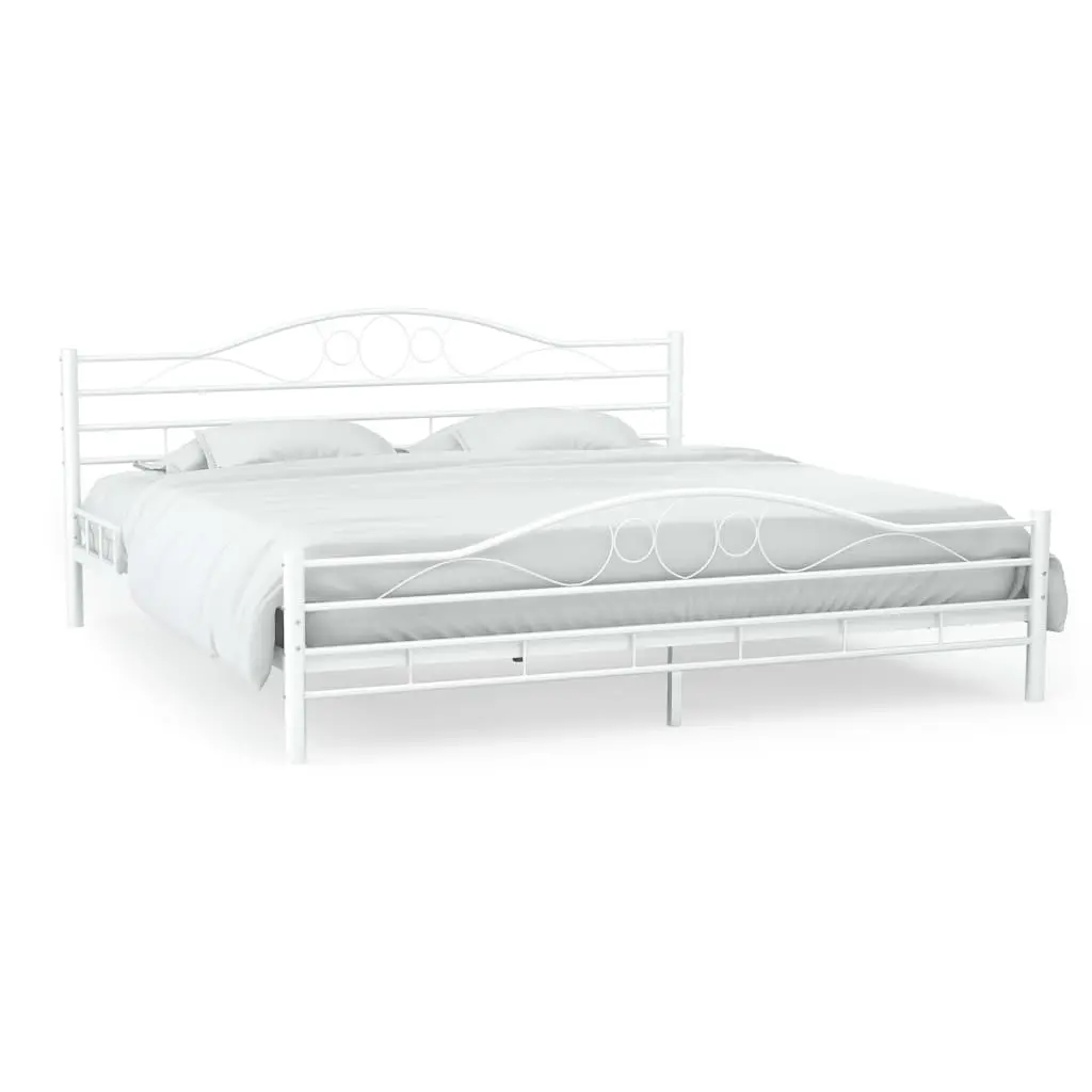 vidaXL Bed Frame White Metal 183×203 cm