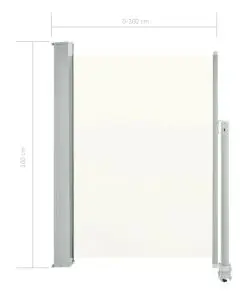 vidaXL Patio Retractable Side Awning 100 x 300 cm Cream