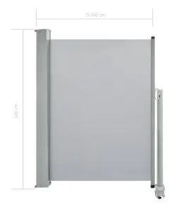 vidaXL Patio Retractable Side Awning 100 x 300 cm Grey