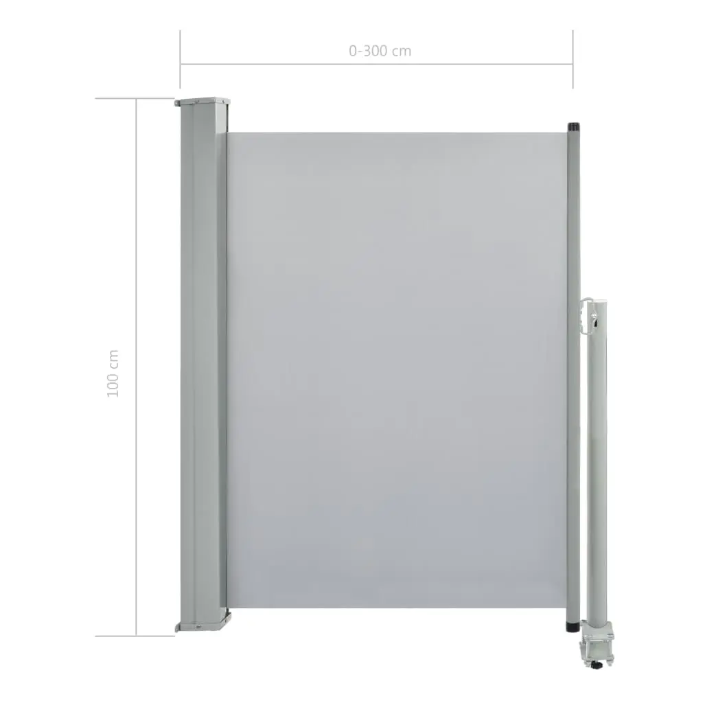 vidaXL Patio Retractable Side Awning 100 x 300 cm Grey