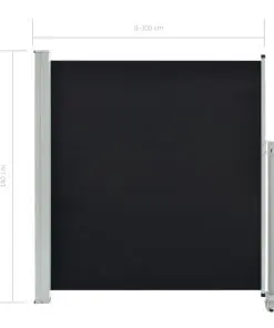 vidaXL Patio Retractable Side Awning 140 x 300 cm Black