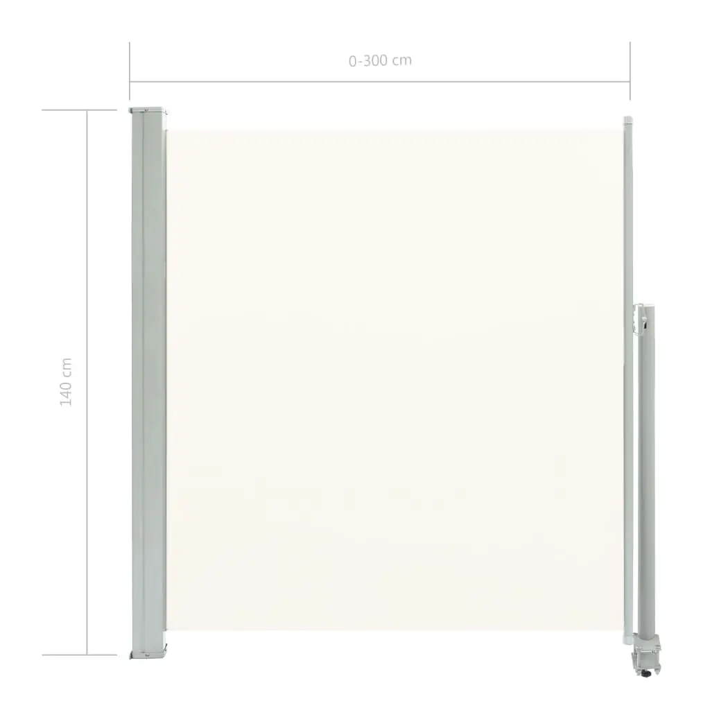 vidaXL Patio Retractable Side Awning 140 x 300 cm Cream