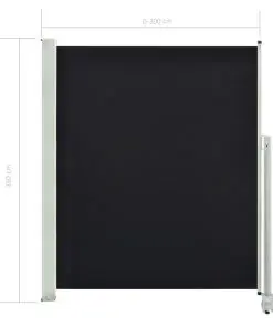 vidaXL Patio Retractable Side Awning 160 x 300 cm Black