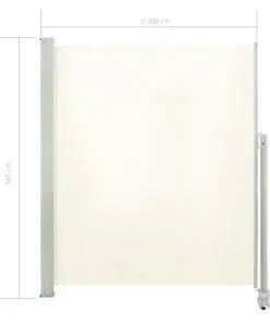 vidaXL Patio Retractable Side Awning 160 x 300 cm Cream