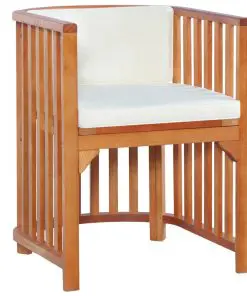 vidaXL 3 Piece Bistro Set with Cushions Solid Eucalyptus Wood