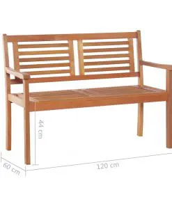 vidaXL 2-Seater Garden Bench 120 cm Solid Eucalyptus Wood
