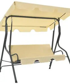 vidaXL Garden Swing Bench Cream White 170x110x153 cm