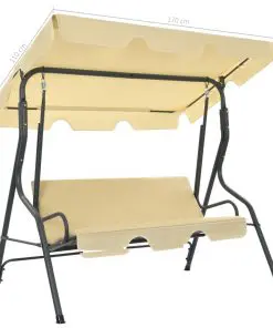 vidaXL Garden Swing Bench Cream White 170x110x153 cm