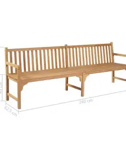 vidaXL Garden Bench 240 cm Solid Teak