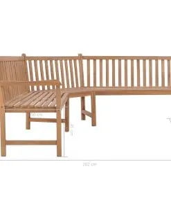 vidaXL Garden Corner Bench 202x202x90 cm Solid Teak