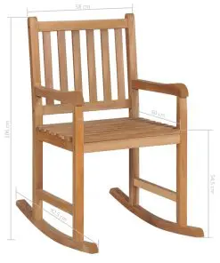 vidaXL Rocking Chair Solid Teak Wood