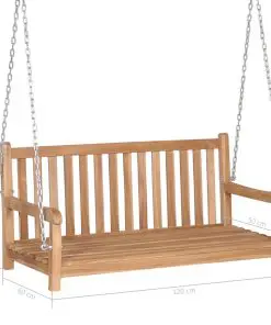 vidaXL Swing Bench Solid Teak 120x60x57.5 cm Brown