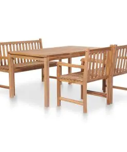 vidaXL 4 Piece Outdoor Dining Set Solid Teak Wood