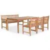 vidaXL 5 Piece Outdoor Dining Set Solid Teak Wood