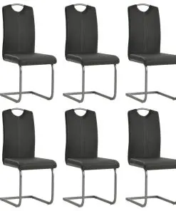 vidaXL Cantilever Dining Chairs 6 pcs Grey Faux Leather