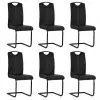 vidaXL Dining Chairs 6 pcs Black Faux Leather vidaXL Dining Chairs 6 pcs Black Faux Leather