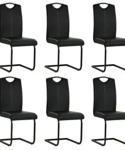 vidaXL Dining Chairs 6 pcs Black Faux Leather