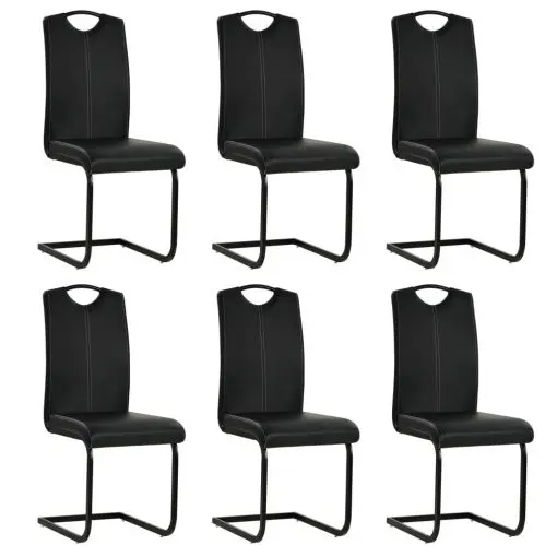 vidaXL Dining Chairs 6 pcs Black Faux Leather