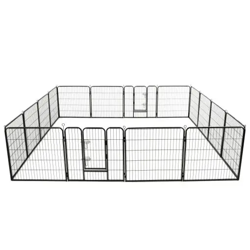 vidaXL Dog Playpen 16 Panels Steel 80×80 cm Black