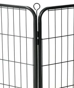 vidaXL Dog Playpen 16 Panels Steel 80×80 cm Black