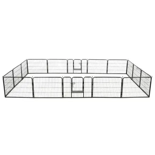 vidaXL Dog Playpen 16 Panels Steel 60×80 cm Black