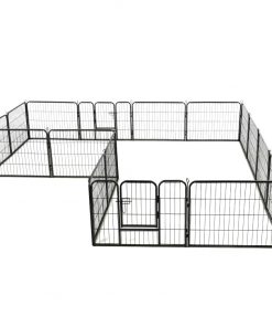 vidaXL Dog Playpen 16 Panels Steel 60×80 cm Black