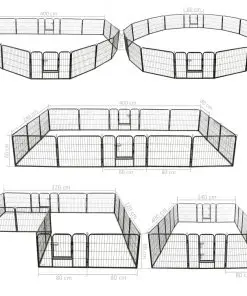 vidaXL Dog Playpen 16 Panels Steel 60×80 cm Black