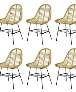 vidaXL Dining Chairs 6 pcs Natural Rattan