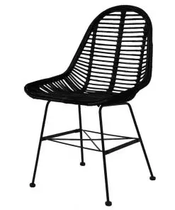 vidaXL Dining Chairs 6 pcs Black Natural Rattan