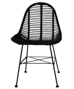 vidaXL Dining Chairs 6 pcs Black Natural Rattan