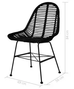 vidaXL Dining Chairs 6 pcs Black Natural Rattan