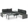 vidaXL 3 Piece Garden Lounge Set with Cushions Poly Rattan Grey