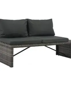 vidaXL 3 Piece Garden Lounge Set with Cushions Poly Rattan Grey