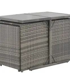 vidaXL 7 Piece Outdoor Dining Set with Cushions Poly Rattan Grey