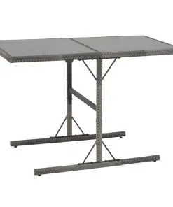 vidaXL 7 Piece Outdoor Dining Set with Cushions Poly Rattan Grey