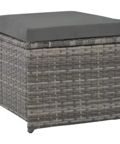 vidaXL 7 Piece Outdoor Dining Set with Cushions Poly Rattan Grey