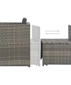 vidaXL 7 Piece Outdoor Dining Set with Cushions Poly Rattan Grey