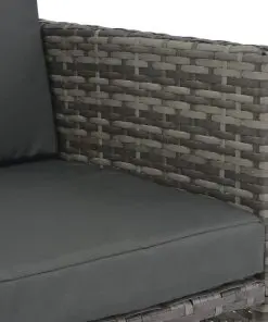 vidaXL 7 Piece Outdoor Dining Set with Cushions Poly Rattan Grey