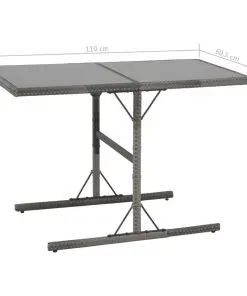 vidaXL 7 Piece Outdoor Dining Set with Cushions Poly Rattan Grey