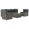 vidaXL 4 Piece Garden Lounge Set with Cushions Poly Rattan Grey