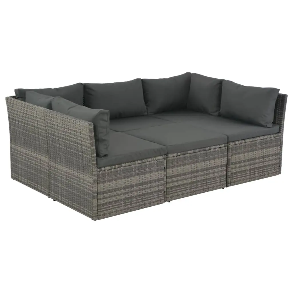 vidaXL 4 Piece Garden Lounge Set with Cushions Poly Rattan Grey