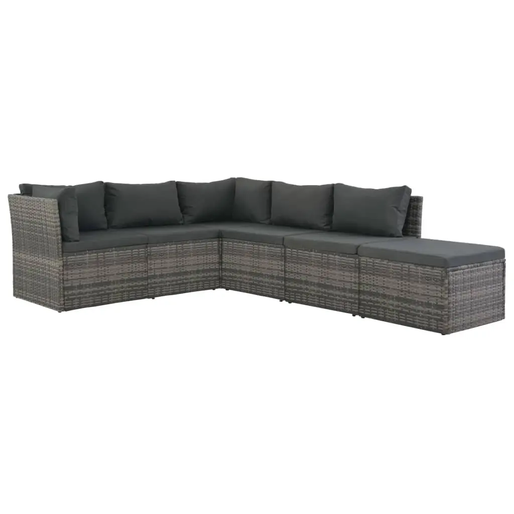 vidaXL 4 Piece Garden Lounge Set with Cushions Poly Rattan Grey